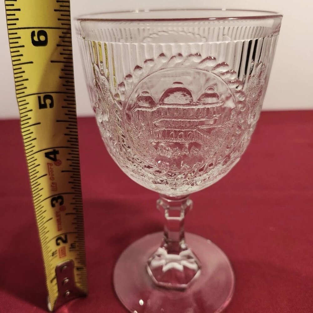 Fenton Historical Capitol Building, 6" Wine/Water Goblet, Circa 1937, No Chips